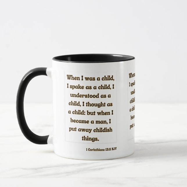 Mug 1 Corinthiens 13:11 Bible Écriture Deux Tons (Gauche)