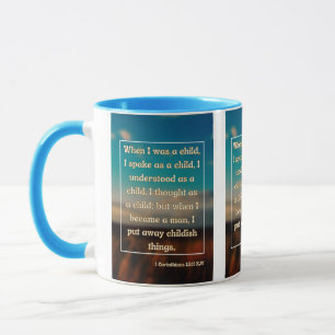 Mug 1 Corinthiens 13:11 Bible Écriture Pic Deux Tons