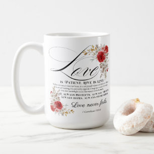 Mug 1 Corinthiens 13:4-8 L'amour est Patient Bible Flo