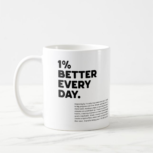 Mug 1% de mieux chaque jour de motivation (Gauche)