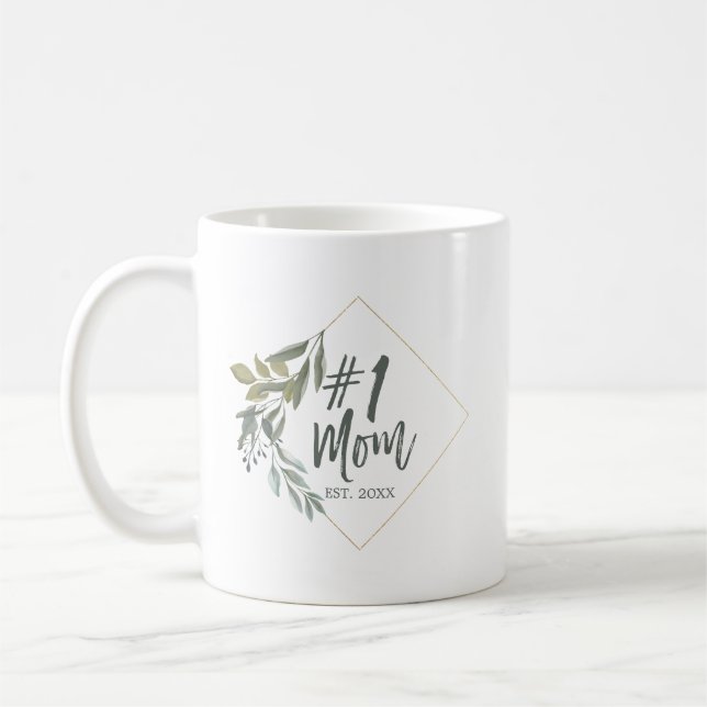 Mug #1 Maman Typographie Aquarelle Foliage Fête des Mè (Gauche)