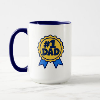 Mug #1 Papa Numéro Un Papa Bleu Ruban Minimaliste Réco