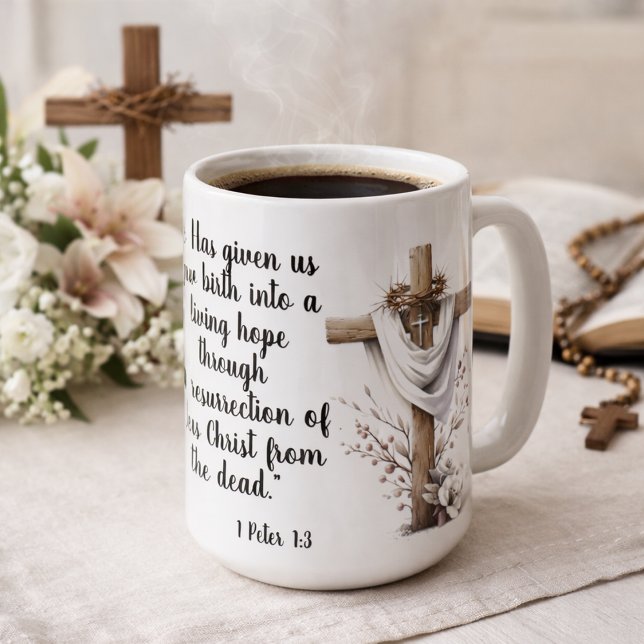 Mug 1 Pierre 1:3 Espérance Vivante Art de l'Écriture d (Créateur téléchargé)