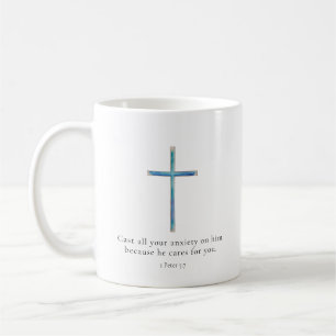 Mug 1 Pierre 5:7 Croix minimaliste