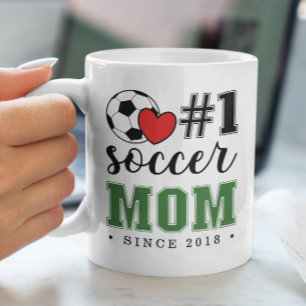Mug #1 Soccer Mom Green Font Red Heart