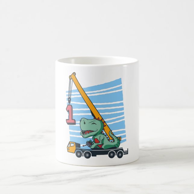Mug 1er anniversaire 1 an Grue mobile Dinosaure (Centre)