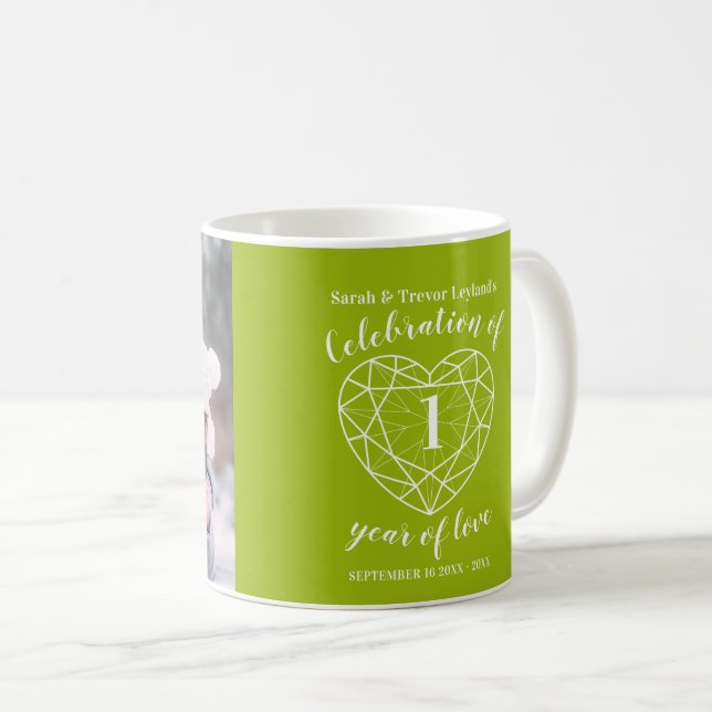 Mug 1er anniversaire de l'adoption d'une photo personn (Devant droit)