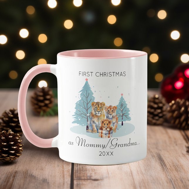 Mug 1er Noël en maman grand ma tante aquarelle Lion (Créateur téléchargé)
