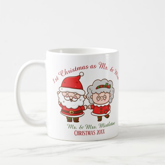 Mug 1er Noël en tant que Monsieur. & Mme Cute Père Noë (Gauche)