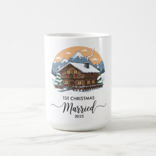 Mug 1er Noël Marié 2025 Ornement de Cabane Rustique
