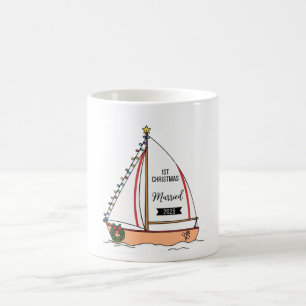Mug 1er Noël Mariés 2025 Mignon Thème Marin