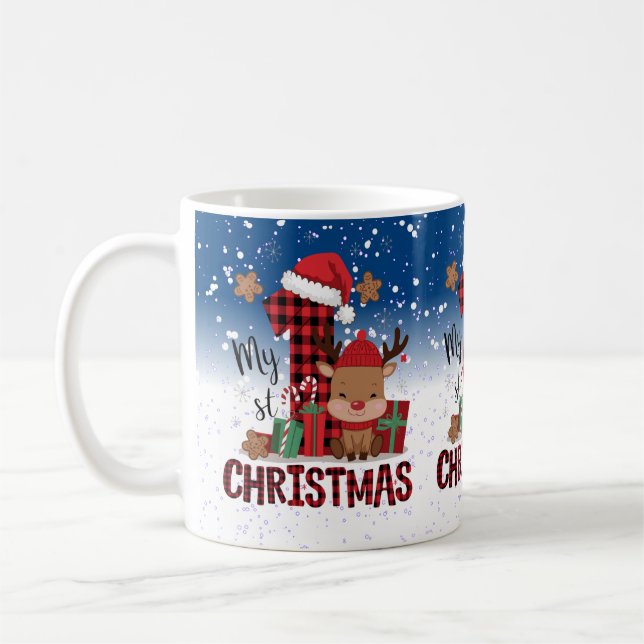 Mug 1er Noël Santa Hat White Neige Bébé Reindeer (Gauche)