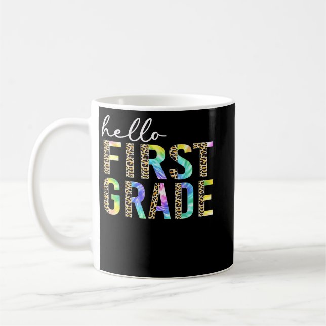 Mug 1st Grade Tee-shirt Tie Dye Leopard Hello Fir (Gauche)