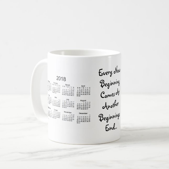 Mug 2018-2019 Nouveau calendrier blanc des débuts par  (Devant gauche)