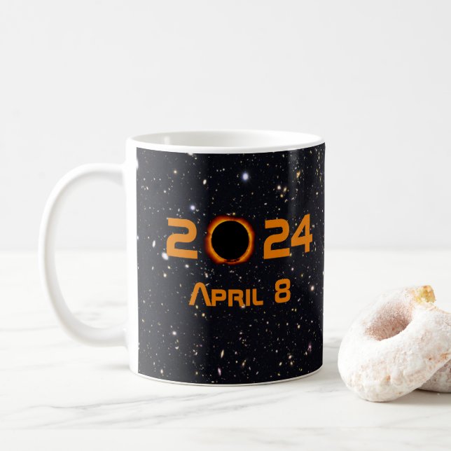 Mug 2024 Éclipse solaire totale Date Ciel étoilé (Avec donut)