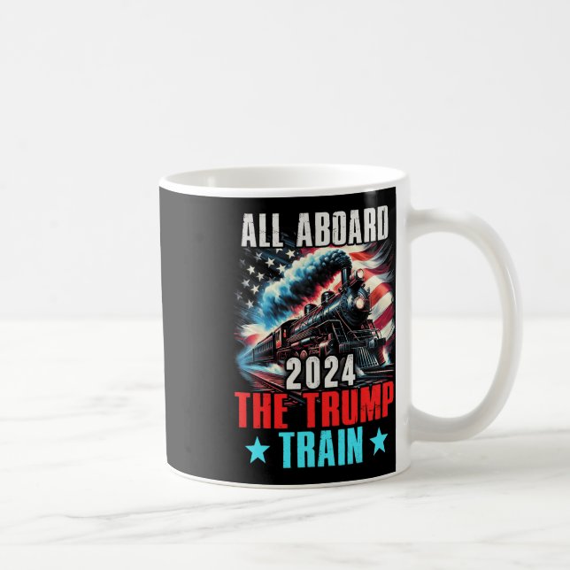 Mug 2024 Tous à bord du Trump nous enseigne le drapeau (Droite)