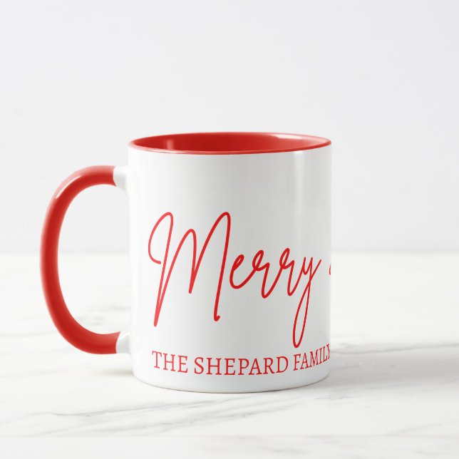 Mug 2025 Modern Merry and Bright Red Pink Christmas (Gauche)