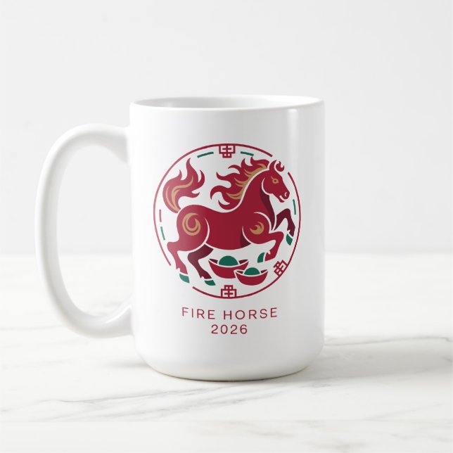 Mug 2026 Année du Cheval de Feu Chance du Zodiaque Chi (Gauche)