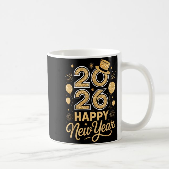 Mug 2026 Happy New Year Festive Top Hat Balloon Firewo (Droite)