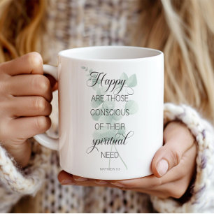 Mug 2026 JW Année Texte Matthieu 5:3 Eucalyptus Vert