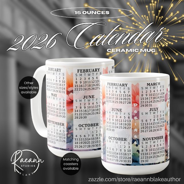 Mug 2026 Personnalisé 15 oz. Boue en céramique Calendr (Créateur téléchargé)