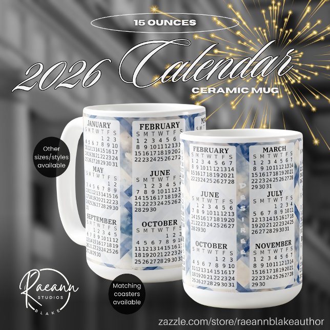 Mug 2026 Personnalisé 15 oz. Boue en céramique Calendr (Créateur téléchargé)