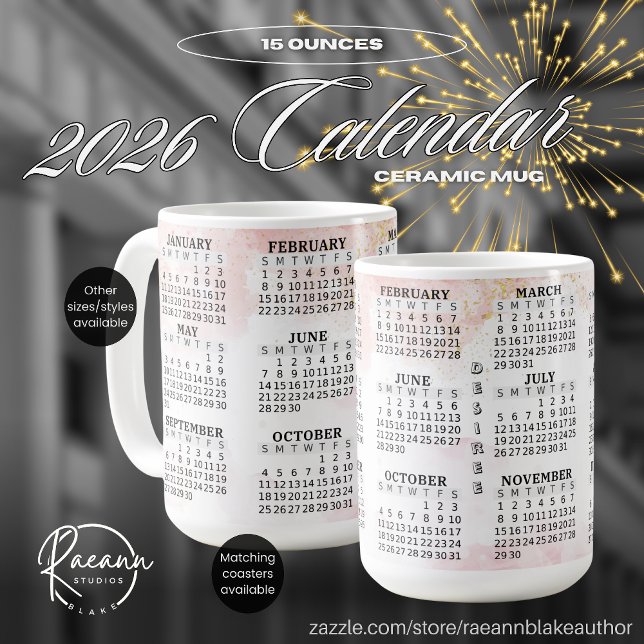 Mug 2026 Personnalisé 15 oz. Boue en céramique Calendr (Créateur téléchargé)