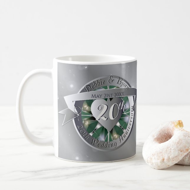 Mug 20e anniversaire du Mariage Emerald Platinum (Avec donut)
