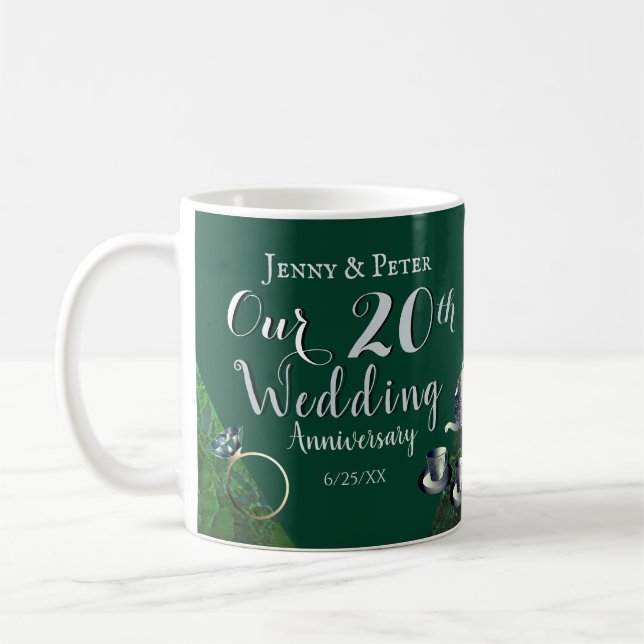Mug 20e anniversaire Mariage de Porcelaine d'Emeraude  (Gauche)
