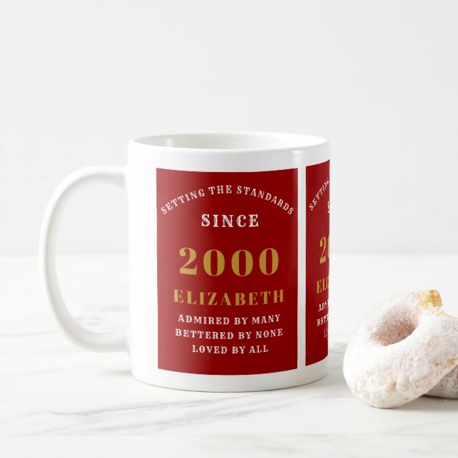Mug 21e anniversaire 2000 Red Standards Ajouter votre  (Avec donut)