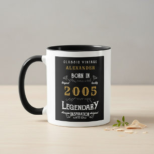 Mug 21e anniversaire 2005 Légende Rétro Noir Personnal