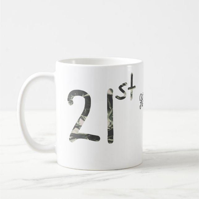 Mug 21e anniversaire ajouter nom date année noire modè (Gauche)