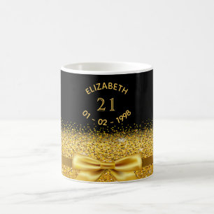 Mug 21e anniversaire arc en or noir
