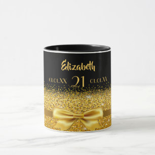 Mug 21e anniversaire arc en or noir
