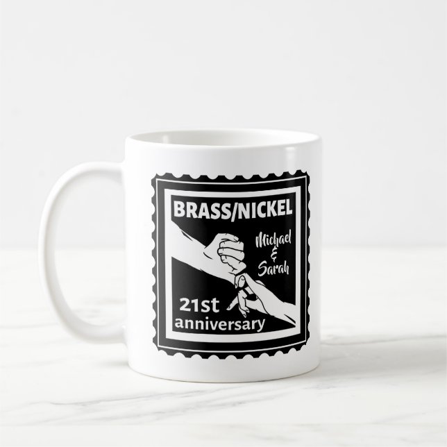 Mug 21e anniversaire mariage laiton nickel traditionne (Gauche)