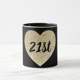 Mug 21e anniversaire paillette coeur de paillettes d'o