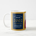 Mug 21st Birthday 2002 Blue Gold Ajouter Nom Photo<br><div class="desc">Une tasse photo en bleu et or pour ces personnes spéciales. Customisez facilement le texte et la photo en utilisant le modèle fourni. Une partie de la gamme de normes d'établissement.</div>