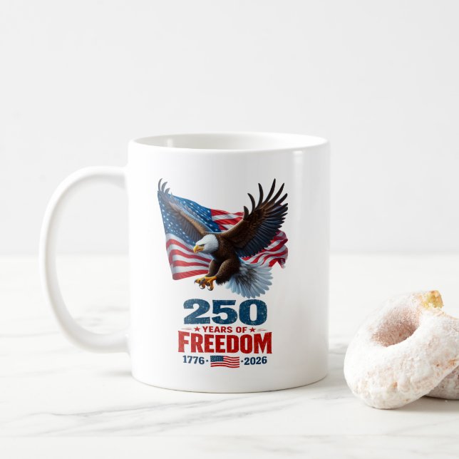 Mug 250 Ans de Liberté Aigle Patriotique Drapeau Améri (Avec donut)