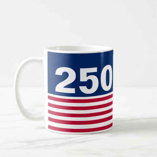 Mug 250 Rouge Blanc et Bleu Anniversaire USA (Gauche)