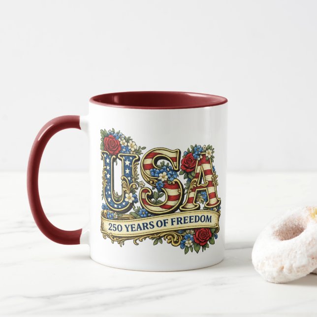 Mug 250e anniversaire des États-Unis d'Amérique (Avec donut)