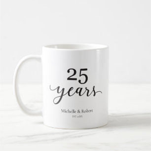 Mug 25 Anniversaire mariage Argent Élégant
