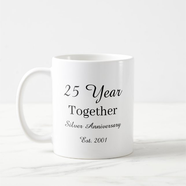 Mug 25 Year Anniversary Mug-Silver Wedding Anniversary (Gauche)