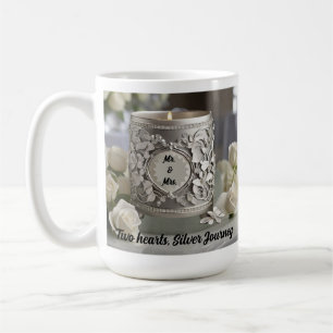 Mug 25e anniversaire du Mariage Deux coeurs, Argent