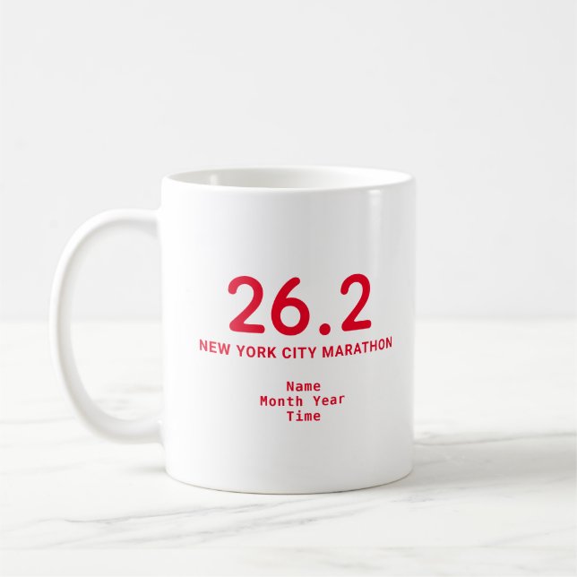 Mug 26.2 Coureur de marathon rouge personnalisé (Gauche)