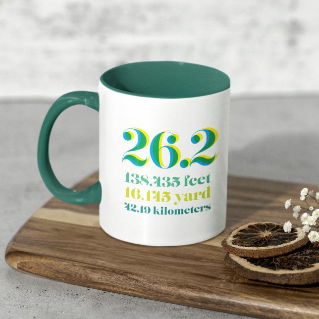 Mug 26,2 Miles Distance De Course Du Marathon Vert (Créateur téléchargé)