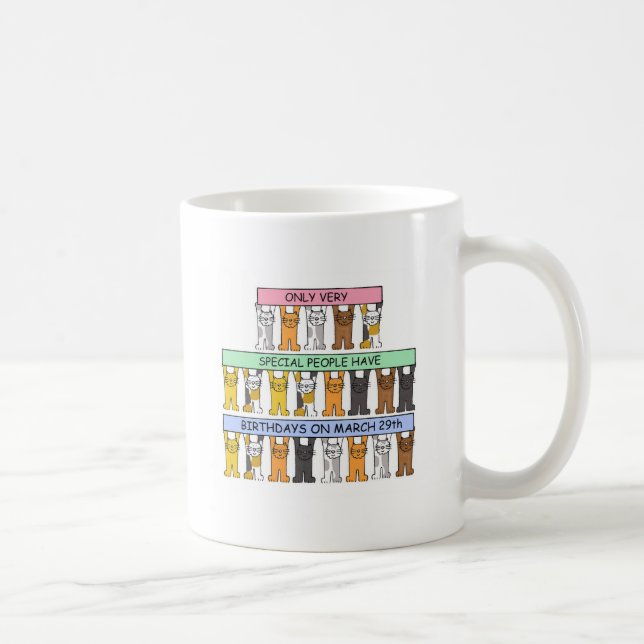 Mug 29 mars anniversaire, chats de bande dessinée (Droite)