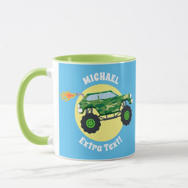 Mug 2 Camions Monster, nom et message (Gauche)
