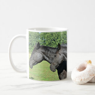 Mug 2 Chevaux noirs se dirigent vers la tête