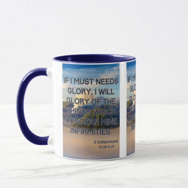 Mug 2 Corinthiens 11:30 KJV Bible Verse Pic Deux Tons (Gauche)