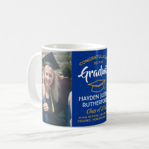 Mug 2 Félicitations pour la graduation photo Royal Blu